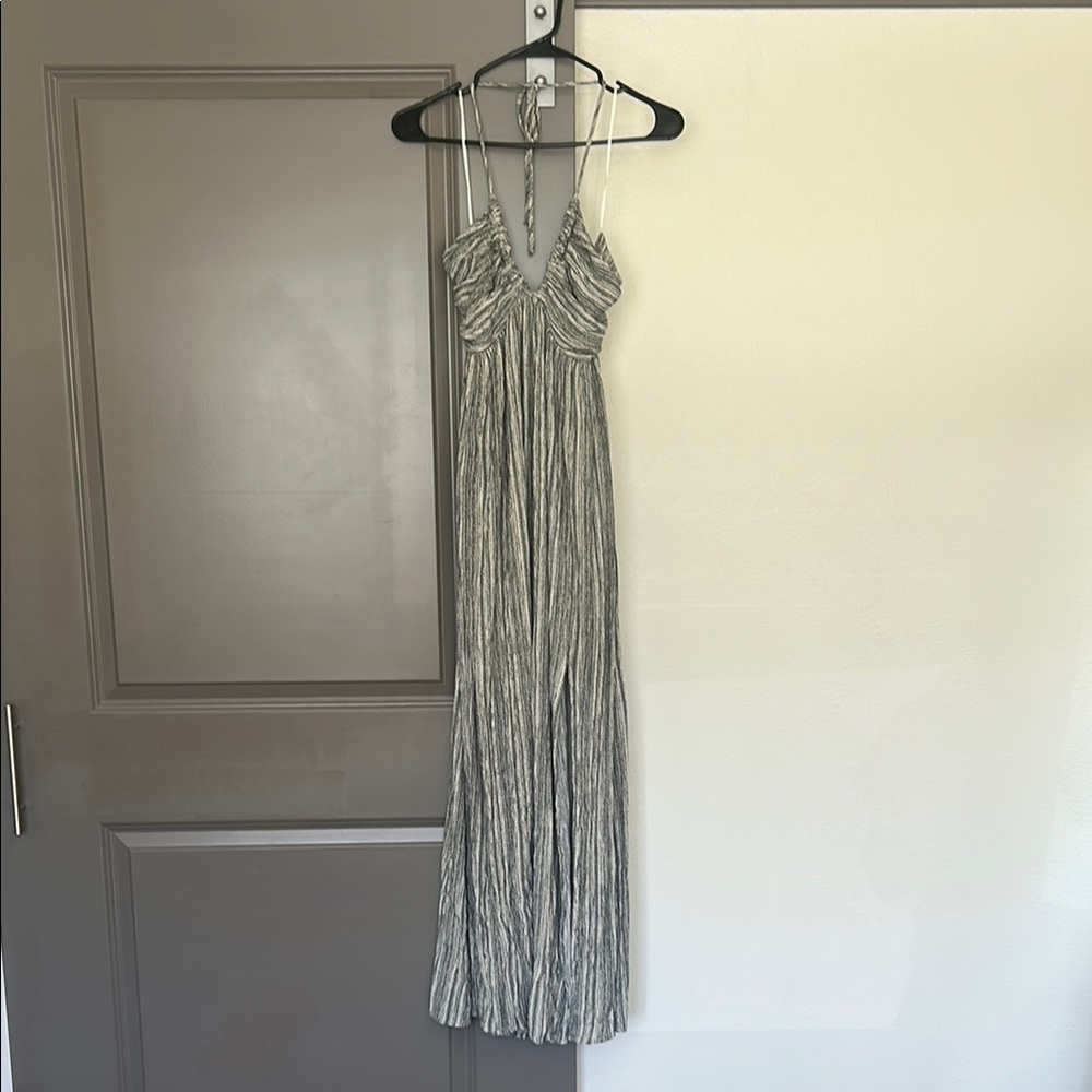 Printed halter maxi dress